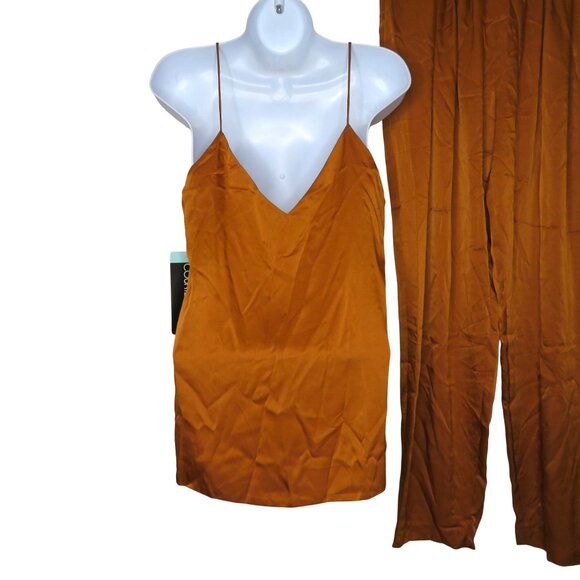 Vintage 80s Counterparts Womens Copper Satin Camisole & Pleated Pants Set Small - Picture 8 of 12